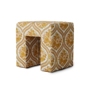 Taburet dreptunghiular alb/galben din textil 40x45 cm Lobby HKliving