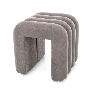 Taburet dreptunghiular gri din textil 38x40 cm Tica The Home Collection