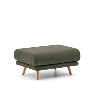 Taburet dreptunghiular verde inchis din textil 70x90 cm Karin Chenille Kave Home