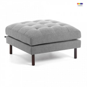 Taburet patrat gri deschis din textil si lemn 80x80 cm Debra Kave Home