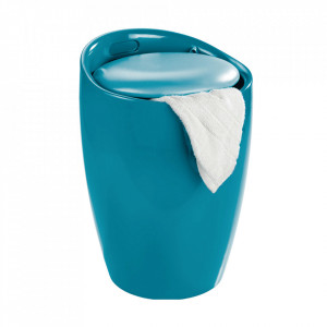 Taburet pentru baie rotund din plastic albastru petrol 36 cm Candy Wenko