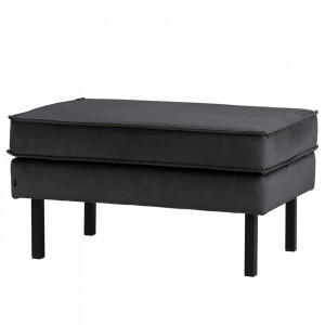 Taburet pentru picioare dreptunghiular gri inchis din catifea 54x84 cm Rodeo Be Pure Home