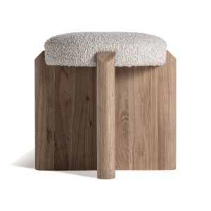 Taburet rotund bej/maro din textil 49 cm Jacquard Vical Home