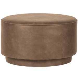 Taburet rotund maro deschis din textil 60 cm Coffee Woood