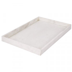 Tava decorativa dreptunghiulara alba din marmura 30x45 cm Villa Bahne