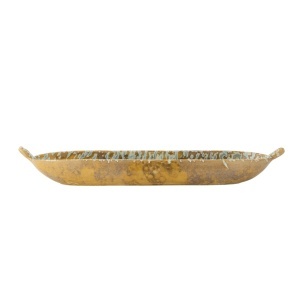 Tava ovala verde/aurie din ceramica 8x34cm Milani Bloomingville