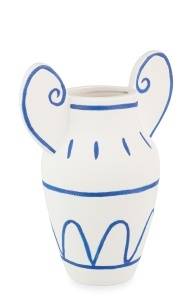 Vaza alba/albastra din ceramica 20 cm Greek Amphora Bizzotto