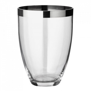 Vaza argintie/transparenta din sticla 24 cm Charlotte Edzard