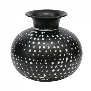 Vaza neagra din fier 23 cm Emori Woood
