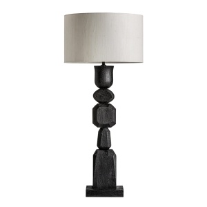 Veioza crem/neagra din lemn 95 cm Cogne Vical Home