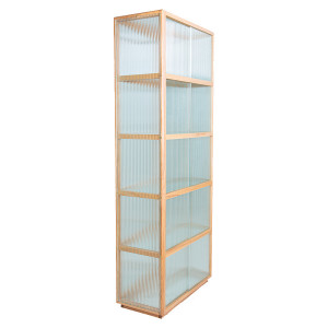 Vitrina maro din sticla si lemn de frasin 185 cm Divma HK Living