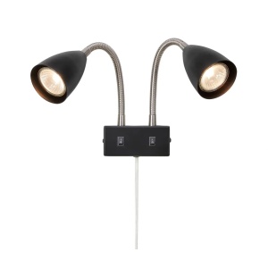 Aplica argintie/neagra din metal cu 2 becuri Ciro Markslojd