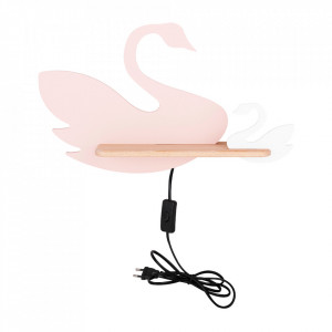 Aplica cu raft multicolora din lemn de fag si MDF cu LED Swan Switch Pink White Candellux