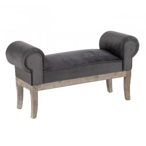 Bancheta gri din catifea si lemn de pin 104 cm Tiesa The Home Collection
