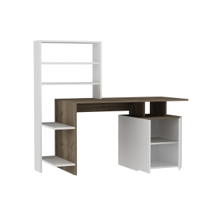 Birou cu etajera alb/maro nuc 60x146 cm Melis The Home Collection