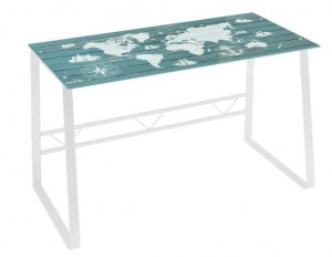 Birou multicolor din metal si sticla 60x120 cm World Map The Home Collection