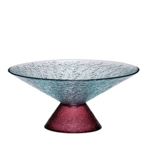 Bol decorativ albastru/rosu din sticla 25 cm Bonbon Hubsch