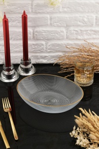 Bol pentru salata transparent din sticla 18x23 cm Deniz The Home Collection