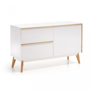 Bufet inferior alb din lemn si MDF 120 cm Melan Kave Home