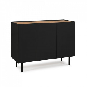 Bufet inferior negru/maro din lemn 110 cm Arista Teulat