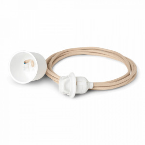 Cablu cu soclu alb din textil 4 m Sand Ferm Living