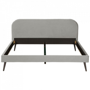 Cadru pat gri din catifea si metal 140x200 cm Famous The Home Collection