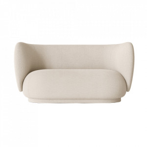 Canapea alb antic din textil pentru 2 persoane Rico Boucle Ferm Living