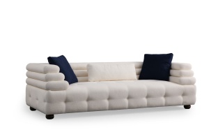 Canapea alba din textil pentru 3 persoane Boston The Home Collection
