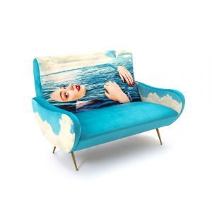 Canapea albastra din textil pentru 2 persoane Sea Girl Seletti