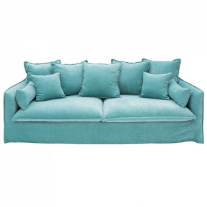 Canapea albastru marin din catifea si lemn 210 cm Heaven The Home Collection