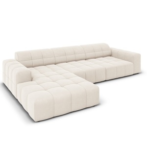 Canapea bej deschis din catifea pentru 4 persoane Jennifer Left Micadoni