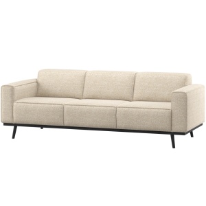 Canapea crem/neagra din catifea pentru 3 persoane Statement Woood