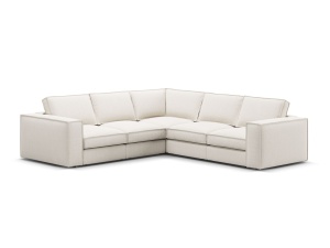 Canapea cu colt alba din textil pentru 4 persoane Pola Symmetrical Micadoni