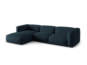 Canapea cu colt albastra din textil pentru 3 persoane Martina Left Micadoni