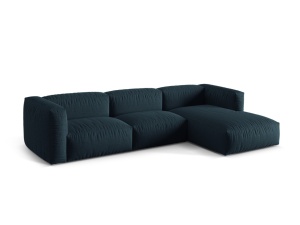 Canapea cu colt albastra din textil pentru 3 persoane Martina Right Micadoni
