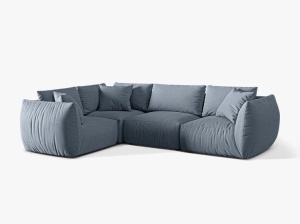 Canapea cu colt albastra din textil pentru 4 persoane Chris Alfa Left Micadoni