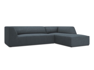Canapea cu colt albastru inchis din textil pentru 4 persoane Ruby Scala Corduroy Right Micadoni