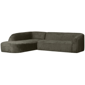 Canapea cu colt albastru inghet din catifea 274 cm Sloping Left Woood
