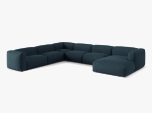Canapea cu colt albastru jeans din textil pentru 6 persoane Martina Left Micadoni