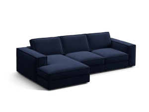 Canapea cu colt albastru royal din catifea pentru 3 persoane Pola Left Micadoni
