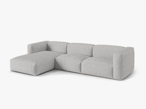 Canapea cu colt argintie din textil pentru 3 persoane Martina Left Boucle Micadoni