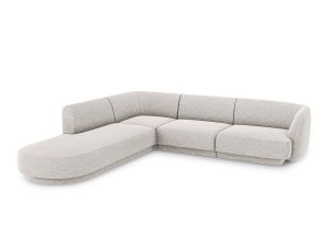 Canapea cu colt argintie din textil pentru 6 persoane Miley Eden Chenille Left Micadoni