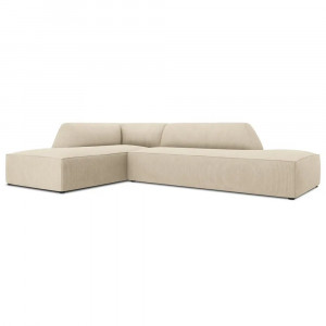 Canapea cu colt bej deschis din textil pentru 4 persoane Ruby Corduroy M Left Micadoni