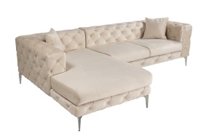 Canapea cu colt bej din textil 270 cm Como Left The Home Collection