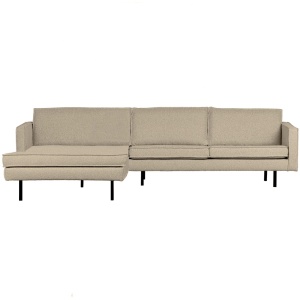 Canapea cu colt bej din textil 300 cm Rodeo Boucle Left Woood