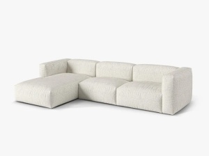 Canapea cu colt bej din textil pentru 3 persoane Martina Left Boucle Micadoni