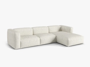 Canapea cu colt bej din textil pentru 3 persoane Martina Right Boucle Micadoni