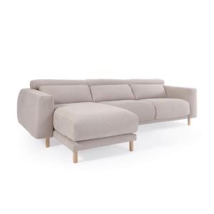 Canapea cu colt bej din textil pentru 3 persoane Singa Left Kave Home