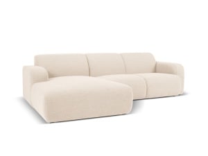 Canapea cu colt bej din textil pentru 4 persoane Molino Boucle Left Micadoni