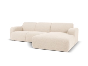 Canapea cu colt bej din textil pentru 4 persoane Molino Boucle Right Micadoni